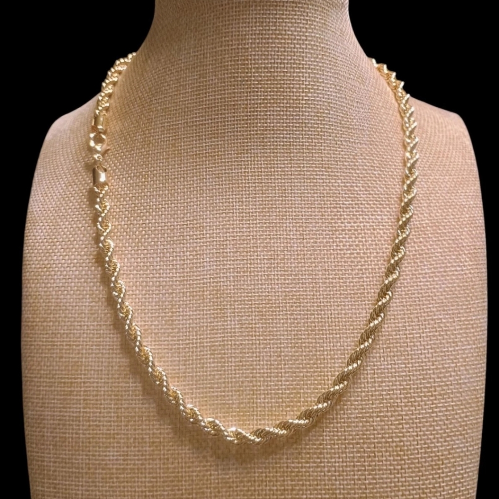 18k Italian Gold Filled 6mm 24 Inch Rope Chain